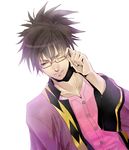  black_hair blue_eyes glasses grin male_focus one_eye_closed ponytail raven_(tales) smile solo tales_of_(series) tales_of_vesperia tomose_akiyoshi 