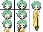  :d :o animated animated_gif blush breasts cleavage closed_eyes dress expressions green_eyes green_hair hand_on_own_chest lipsync_model mameshiba microphone one_eye_closed open_mouth short_hair small_breasts smile solo sonika tattoo vocaloid 