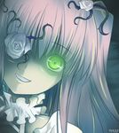  bad_id bad_pixiv_id eyepatch flower green_eyes hair_ornament kirakishou mtyy purple_hair rose rozen_maiden smile solo 