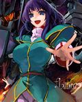  blue_eyes breasts flag_custom florence_kirishima foreshortening gundam gundam_00 hands large_breasts mecha multicolored_hair open_mouth pupps sd_gundam sd_gundam_g-generation smile solo uniform 