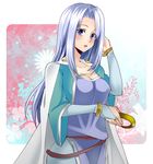  bad_id bad_pixiv_id blue_eyes blue_hair blush bracelet bridal_gauntlets cape flower jewelry long_hair original solo yui_tooru 