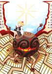  blonde_hair eyeball hair_ribbon highres kashuu_(b-q) multiple_arms necktie ookami_(game) red_eyes ribbon rumia short_hair skirt sky solo sun touhou vest yami 