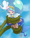  blue_hair closed_eyes cloud cure_mermaid day go!_princess_precure haruyama_kazunori kaidou_minami long_hair magical_girl multicolored_hair no_panties open_mouth plant ponytail precure purple_hair sky solo two-tone_hair vines 