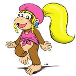  blonde_hair brown_fur dixie_kong donkey_kong_(series) female fur hair luanny mammal monkey navel nintendo oversandness primate solo video_games 