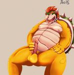  anthro areola balls biceps bowser claws collar dragon erection hair horn king koopa male mario_bros muscles neokandra nintendo nipples nude open_mouth pecs penis penis_grab reptile royalty scalie sharp_claws sharp_teeth shell short_hair sitting smile solo spikes spread_legs spreading teeth thick_penis tongue turtle vein veiny_penis video_games 