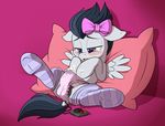  2015 balls blush bow clothing cub cum dock equine feral friendship_is_magic girly hair half-closed_eyes hi_res lying male mammal my_little_pony on_back panties pegasus pillow pusspuss rumble_(mlp) sex_toy socks solo spread_legs spreading tears underwear vibrator wings young 