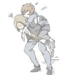  1girl alex_mercer brother_and_sister carrying dana_mercer hood hoodie lowres mia_(spoon_fork) prototype_(game) siblings 