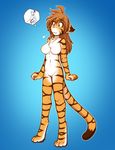  anthro brown_hair chest_tuft fangs feline female flora_(twokinds) fur hair hybrid keidran long_hair mammal solo tiger tiger_trace tom_fischbach trace_legacy tuft twokinds yellow_eyes 