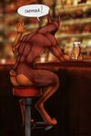  2015 adam_wan alcohol ambiguous_gender anthro beer beverage butt canine doberman dog fleki mammal nude sitting solo text 