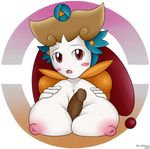  2015 anthro big_breasts breasts disembodied_penis fak&eacute;mon female gen_/vp/ looking_at_viewer male marukomuru nintendo nipples penis pok&eacute;mon sex solo_focus titfuck video_games xochi 