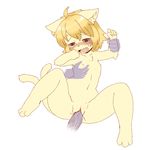  blonde_hair blue_eyes cat drooling feline flat_chested fur hair invalid_tag invisible_hands invisible_penis kemono mammal nipples open_mouth pussy saliva short_hair tan_fur unknown_artist 