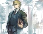  blonde_hair book dio_brando formal jojo_no_kimyou_na_bouken male_focus oburaato solo suit vest waistcoat 