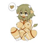  bdsm breasts female green_hair hair kemono nipples pussy strapped unknown_artist 