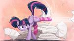  2015 clothing cutie_mark equine female feral friendship_is_magic hair horn mammal multicolored_hair my_little_pony ncmares pillow pillow_fight purple_eyes purple_hair socks solo twilight_sparkle_(mlp) winged_unicorn wings 