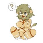  bdsm breasts female green_hair hair kemono nipples pussy strapped unknown_artist 