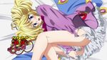  1girl blonde_hair blue_eyes blush high_school_dxd lying open_mouth panties ravel_phenex solo twintails underwear 