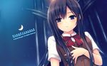  1girl artist_request black_hair blue_eyes coffee-kizoku female free_friends_2 highres long_hair looking_at_viewer official_art shinozaki_sumire straight_hair wallpaper 