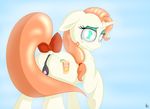  anus clitoral_winking clitoris cutie_mark equine fan_character female freckles fur hair hooves horn long_hair looking_at_viewer looking_back mammal moonshine_(artist) my_little_pony pink_hair presenting pussy raised_tail rear_view smile solo tail_bow unicorn 