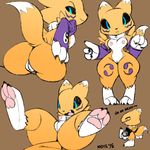  anthro breasts butt digimon female fur nipples nude plain_background pussy renamon tuft wide_hips xylas 