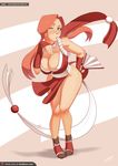  armor blown_kiss breasts cleavage cosplay fan folding_fan freckles full_body green_eyes japanese_armor japanese_clothes kote large_breasts leaning_forward long_hair orange_hair original pelvic_curtain ponytail shiranui_mai shiranui_mai_(cosplay) silly_girl sinner!_(sillygirl) socks solo the_king_of_fighters 