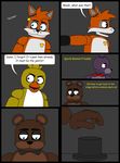  animatronic avian bear bird bonnie_(fnaf) bow_tie canine chica_(fnaf) chicken female five_nights_at_freddy&#039;s fox freddy_(fnaf) hat lagomorph lucioro machine male mammal mechanical rabbit robot top_hat 