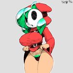  big_breasts breasts clothed clothing female half-dressed hood humanoid not_furry plain_background shygirl underwear xylas 