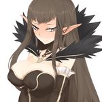  black_hair blush breasts dh_ead ear_blush fate/apocrypha fate_(series) highres large_breasts long_hair nose_blush pointy_ears semiramis_(fate) solo tears 
