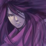  bad_id bad_pixiv_id jojo_no_kimyou_na_bouken long_hair lowres male_focus miyabi_(run) purple purple_hair scarf solo straizo 