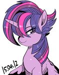  2015 alternate_hairstyle equine female feral friendship_is_magic half-closed_eyes horn looking_at_viewer mammal my_little_pony nekubi plain_background purple_eyes smile solo twilight_sparkle_(mlp) white_background winged_unicorn wings 