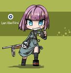  blue_eyes blush chibi explosive grenade grin gun highres milihime_taisen military military_jacket military_uniform purple_hair salmiakki short_hair smile solo submachine_gun tao_(kadoya) torni_(milihime_taisen) uniform weapon 