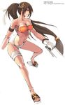  1girl breasts dungeon_and_fighter fighter fighter_(dungeon_and_fighter) navel sandals solo weapon 