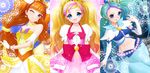  ;) amane_satsuki amanogawa_kirara aqua_eyes bare_shoulders blonde_hair blue_eyes blue_hair bow brown_hair choker cure_flora cure_mermaid cure_twinkle earrings gloves go!_princess_precure haruno_haruka jewelry kaidou_minami long_hair magical_girl midriff mode_elegant_(go!_princess_precure) multicolored_hair multiple_girls navel one_eye_closed open_mouth orange_hair pink_bow pink_hair precure puffy_sleeves purple_eyes purple_hair seashell_earrings skirt smile star star_earrings streaked_hair twintails two-tone_hair 