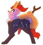  2015 animal_genitalia anthro backsack balls bent_over braixen butt canine canine_penis cum cum_in_ass cum_inside cum_on_butt digitigrade erection hi_res knot kyubikun looking_at_viewer looking_back low-angle_shot male mammal naughty_face nintendo penis plain_background pok&eacute;mon rear_view red_eyes smile solo video_games white_background 