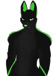  anthro black_fur canine fur green_eyes green_skin looking_at_viewer male mammal nude piercing seico_bass solo wolf xandra-bee 