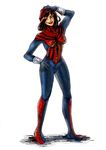  1girl artist_request female long_hair looking_at_viewer marvel mask_removed mayday_parker pixiv_manga_sample resized solo spider-girl spider-man_(series) superhero 