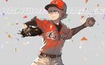  ace_of_diamond baseball baseball_cap baseball_mitt baseball_uniform belt blue_eyes hanwha_eagles hat male_focus narumiya_mei nod6125 solo sportswear 