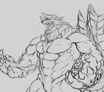  anthro male monster_hunter muscles nude sketch solo video_games waddledox zinogre 