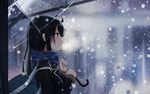  black_hair blue_eyes levi9452 long_hair ribbon scarf school_uniform snow solo transparent transparent_umbrella umbrella yahari_ore_no_seishun_lovecome_wa_machigatteiru. yukinoshita_yukino 