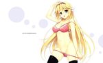  artist_request black_legwear blonde_hair blue_eyes bra character_request elcia_harvence koikishi_purely_kiss long_hair panties source_request thighhighs underwear wallpaper yuuki_hagure 