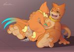  anthro anthrofied anus balls big_feet big_penis blush buizel butt chest_tuft collar colored cum cum_inside digital_media_(artwork) dreiker duo foot_focus fur leaking_anus looking_pleasured male male/male nintendo on_lap one_eye_closed open_mouth penis pok&eacute;mon reclining shaded sharp_teeth signature sitting size_difference teeth thick_penis tuft video_games 