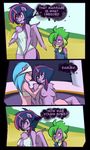  2015 aloe_(mlp) ambiguous_gender anthro anthrofied blue_hair breasts clothing comic da3rd dialogue english_text equine female friendship_is_magic girly green_eyes hair horn mammal my_little_pony nipples nude purple_eyes purple_hair shirt spike_(mlp) text twilight_sparkle_(mlp) winged_unicorn wings 