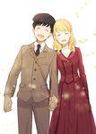  1girl blonde_hair brown_hair closed_eyes couple hetero holding_hands husband_and_wife kameyama_ellie kameyama_masaharu long_hair massan_(dorama) monokuro_(snog) short_hair smile 