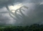  ambiguous_gender cloud detailed_background feral fog hydra jaime_jones macro magic_the_gathering multi_head nature official_art outside progenitus sky solo tree water wizards_of_the_coast 