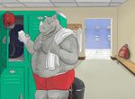  belly chubby coach gator_(artist) hairy locker_room love_letter male male/male mammal rhinoceros shower 