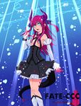  blue_eyes claws detached_sleeves elizabeth_bathory_(fate) elizabeth_bathory_(fate)_(all) fate/extra fate/extra_ccc fate_(series) horns kukurus long_hair pink_hair pointy_ears solo two_side_up 