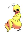  2015 alien_hominid antennae big_thighs chubby cute feet looking_at_viewer male newgrounds sqoon yellow_skin 