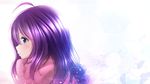  ahoge aqua_eyes idolmaster idolmaster_million_live! ima_(lm_ew) long_hair mochizuki_anna parted_lips purple_hair solo 