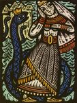  albina_makūnaitė ambiguous_gender clothed clothing crown duo female feral group human lithuanian_mythology mammal mythology reptile scalie snake traditional_media_(artwork) 