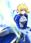  ahoge armor armored_dress artoria_pendragon_(all) blonde_hair dress excalibur fate/stay_night fate_(series) fox-zgmf gauntlets green_eyes highres invisible_air saber solo 