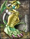  2004 ambiguous_gender anthro armor asia barefoot blonde_hair blood breasts castle claws clothed clothing death dragon ear_piercing feet female foot_focus gore green_scales group hair horn human male mammal markie outside piercing scalie size_difference stomping sword toe_claws war weapon wings 